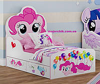 Детская кровать для девочки Little Pony Пинки Пай белая розовая