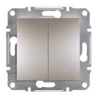 Вимикач двохклавішний кнопковий бронза Asfora Schneider Electric EPH1100169, фото 1