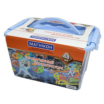 3D магнітний конструктор МАГНІКОН, 48 дет. Plastic box