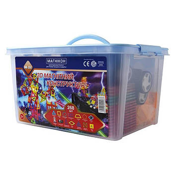 3D магнітний конструктор МАГНІКОН, 268 дет. Plastic box