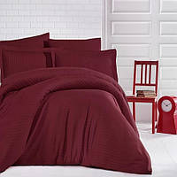 Постільна білизна Двоспальна ЄВРО 200*220, Страйп-сатин Бордовий, TM Krispol (622.541840)