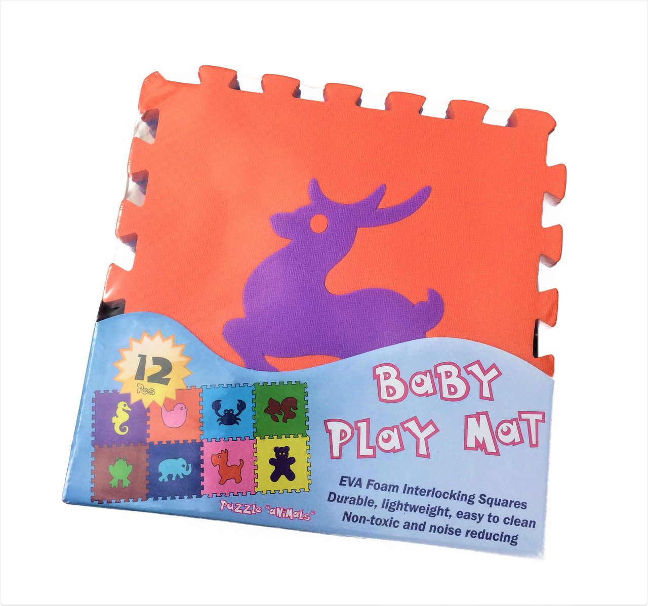 Килимок-пазл EVA , «тварини» набір 12шт., 1,08 м2, 30х30 см, т. 10 мм щільність 100 кг/м3 TERMOIZOL®, фото 1