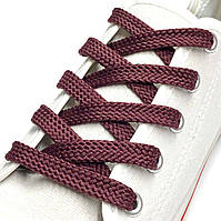 Шнурки для взуття, Тип 4.7 (100см) плоскі, колір бордовий, ширина 7мм