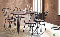 Обеденный стол Smith 120х60 см с твердыми 4-мя стулья Clapton набор в стиле Лофт