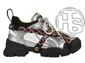 Жіночі снікерси Gucci Flashtrek Sneaker Silver Metallic 537133 DORA0 8188