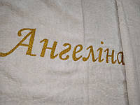 Махровая именная крыжма для девочки на крестины "Ангелина" с вышивкой