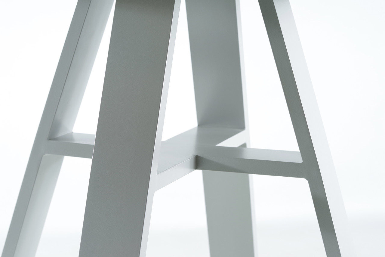 Стол обеденный Флекс-М круглый каркас белый столешница HPL дуб арктичный, Ø100х75 см (Pradex ТМ) - фото 3 - id-p978642156