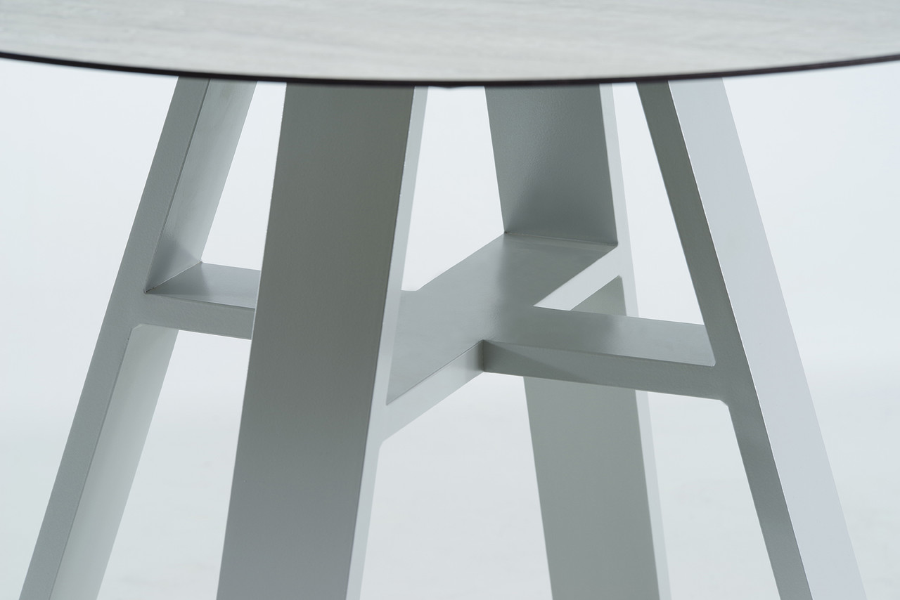 Стол обеденный Флекс-М круглый каркас белый столешница HPL дуб арктичный, Ø100х75 см (Pradex ТМ) - фото 4 - id-p978642156