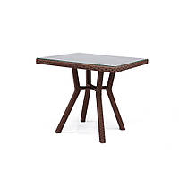 Стол обеденный Флэш иск.ротанг L10, A01 столешница плетеная+тонированным стекло, 60х60х75 см (Pradex ТМ) Коричневый
