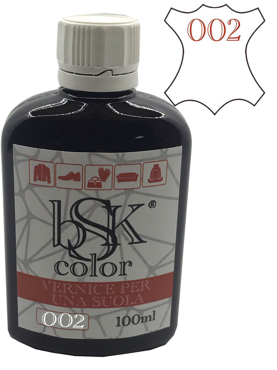 Фарба для гладкої шкіри "BSK color" білого кольору 100 мл