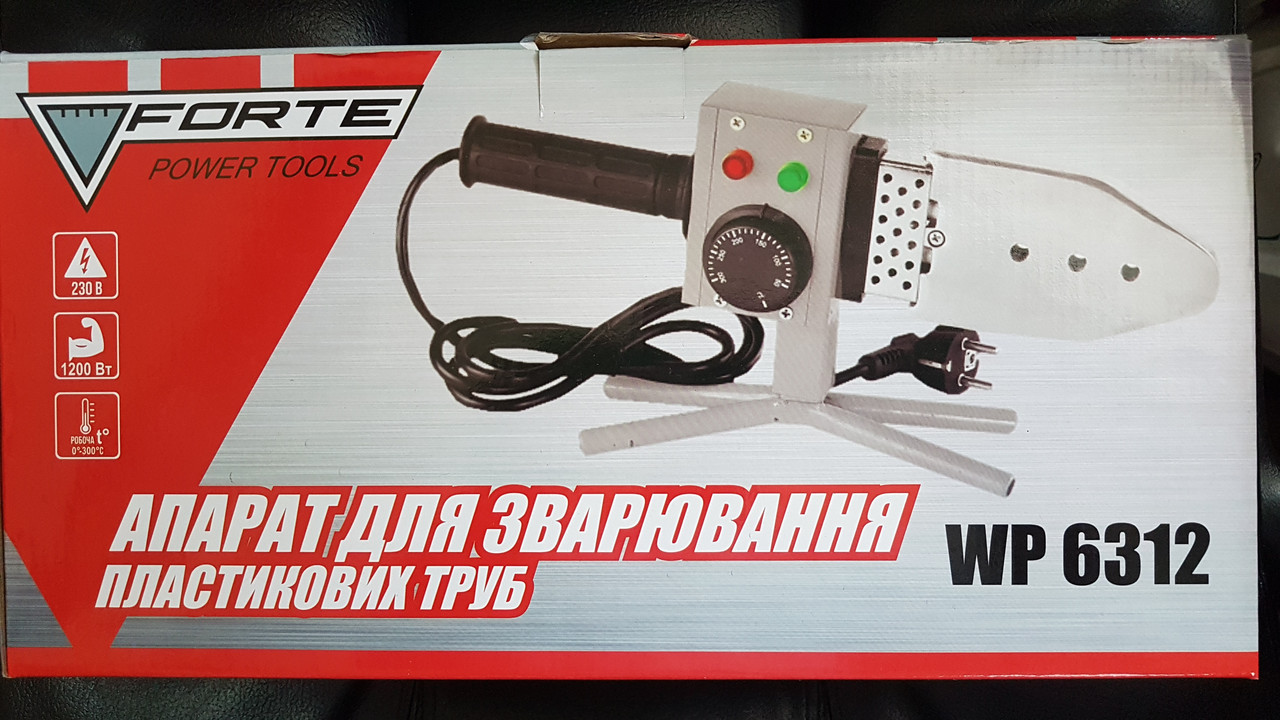 Паяльник плоский для полипропиленовых труб с насадками FORTE WP6312 1200 W - фото 1 - id-p515811