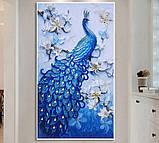 Алмазна вишивка мозаїка "Павлін синій" 5 D, фото 2