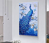 Алмазна вишивка мозаїка "Павлін синій" 5 D, фото 3
