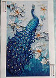 Алмазна вишивка мозаїка "Павлін синій" 5 D, фото 6