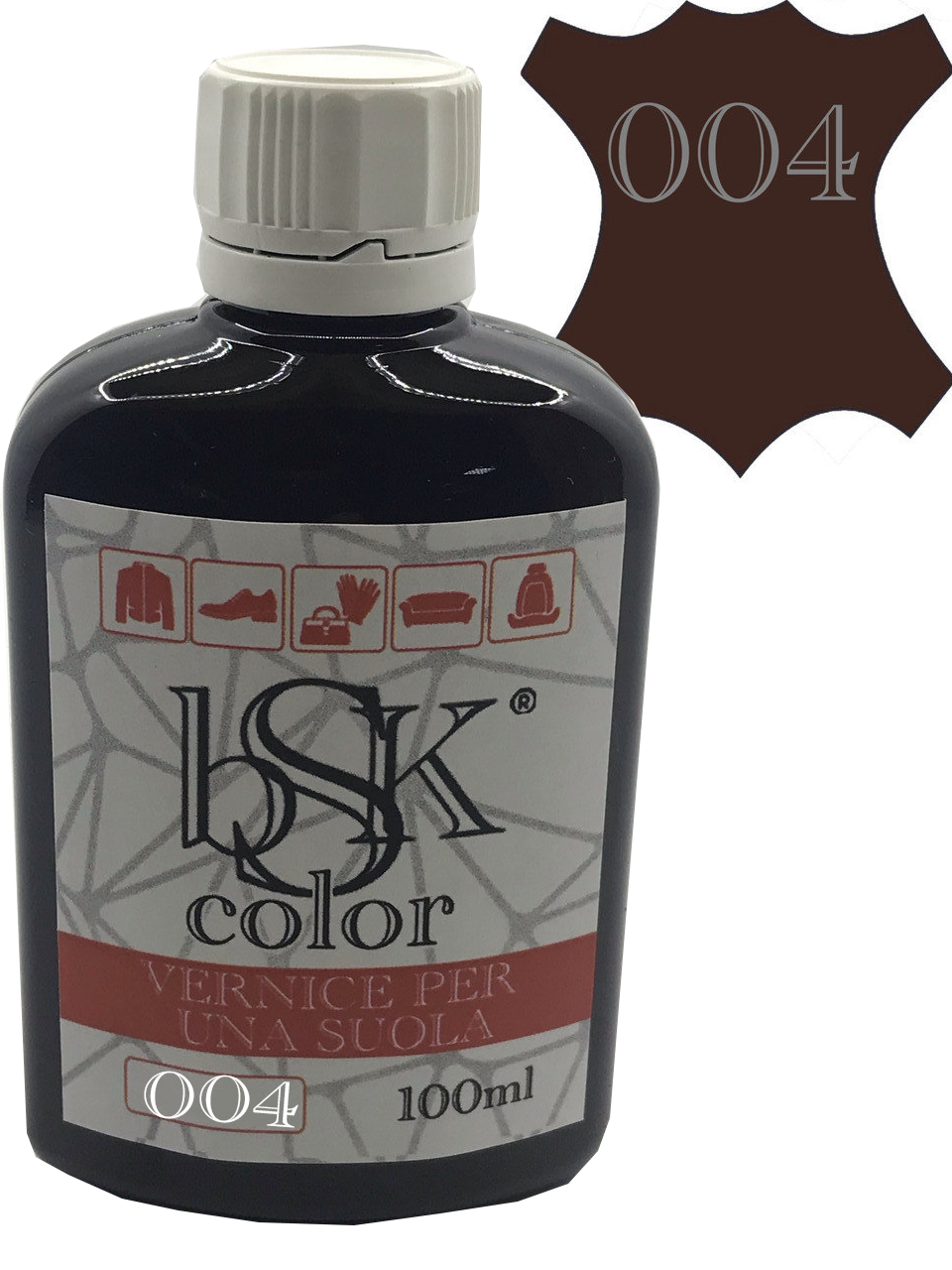 Фарба для гладкої шкіри "BSK color" коричневого кольору 100 мл, фото 1