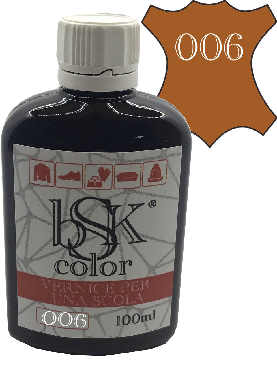 Фарба для гладкої шкіри "BSK color" рудого кольору 100 мл, фото 1