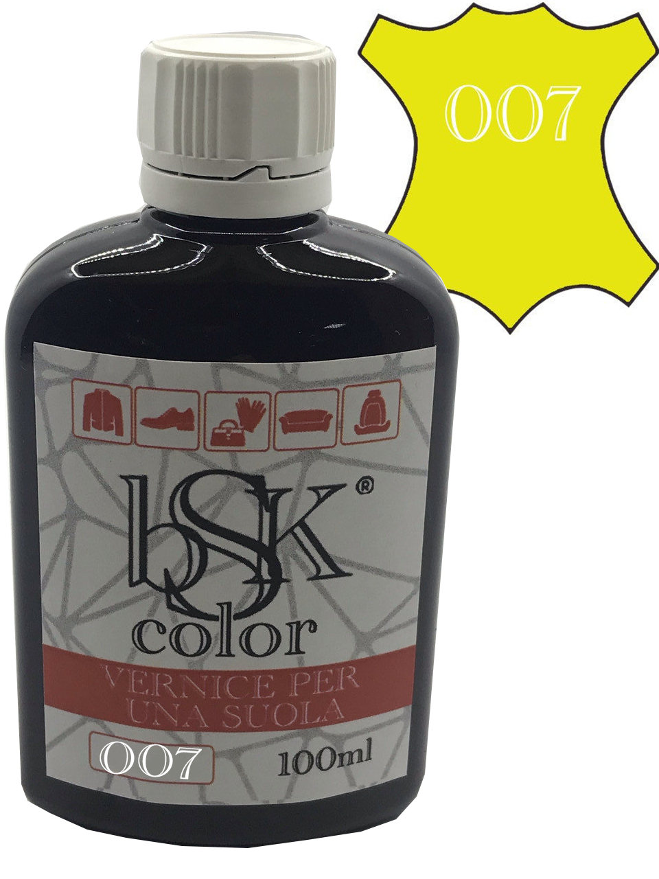 Фарба для гладкої шкіри "BSK color" жовтого кольору 100 мл