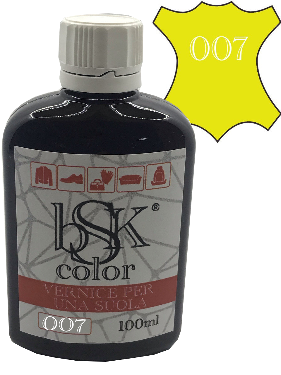 Фарба для гладкої шкіри "BSK color" жовтого кольору 100 мл, фото 1