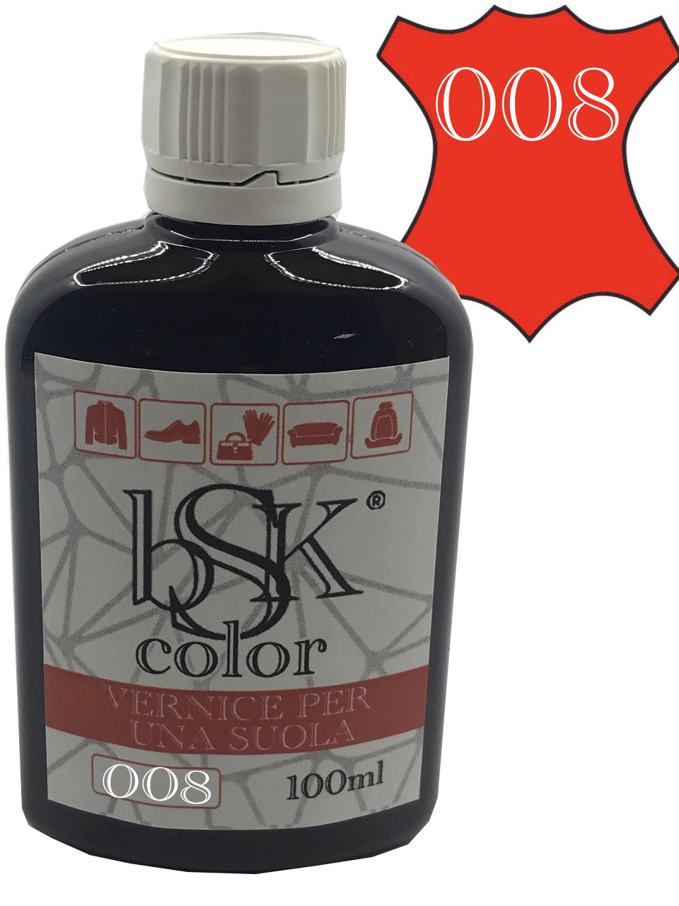Фарба для гладкої шкіри "BSK color" червоного кольору 100 мл