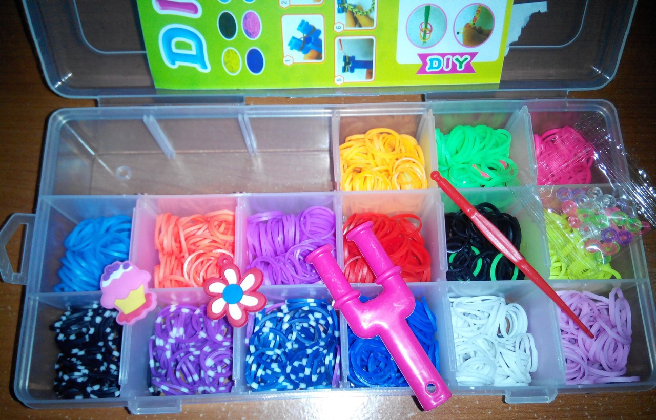 Резиночки для плетения браслетов Rainbow Loom bands 1200 шт. - фото 1 - id-p98962933