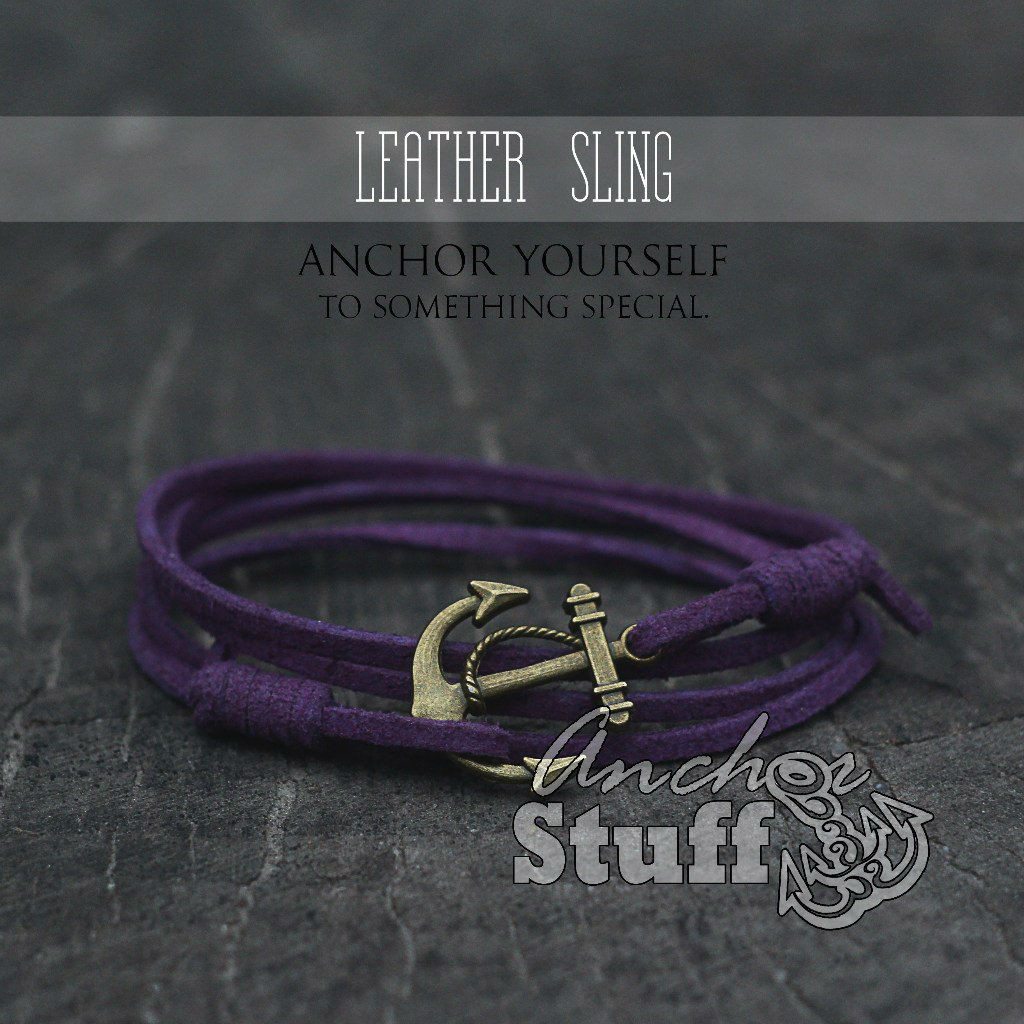 Браслет з якорем Anchorstuff - Leather Sling Purple