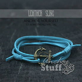 Браслет з якорем Anchorstuff - Leather Sling Aqua