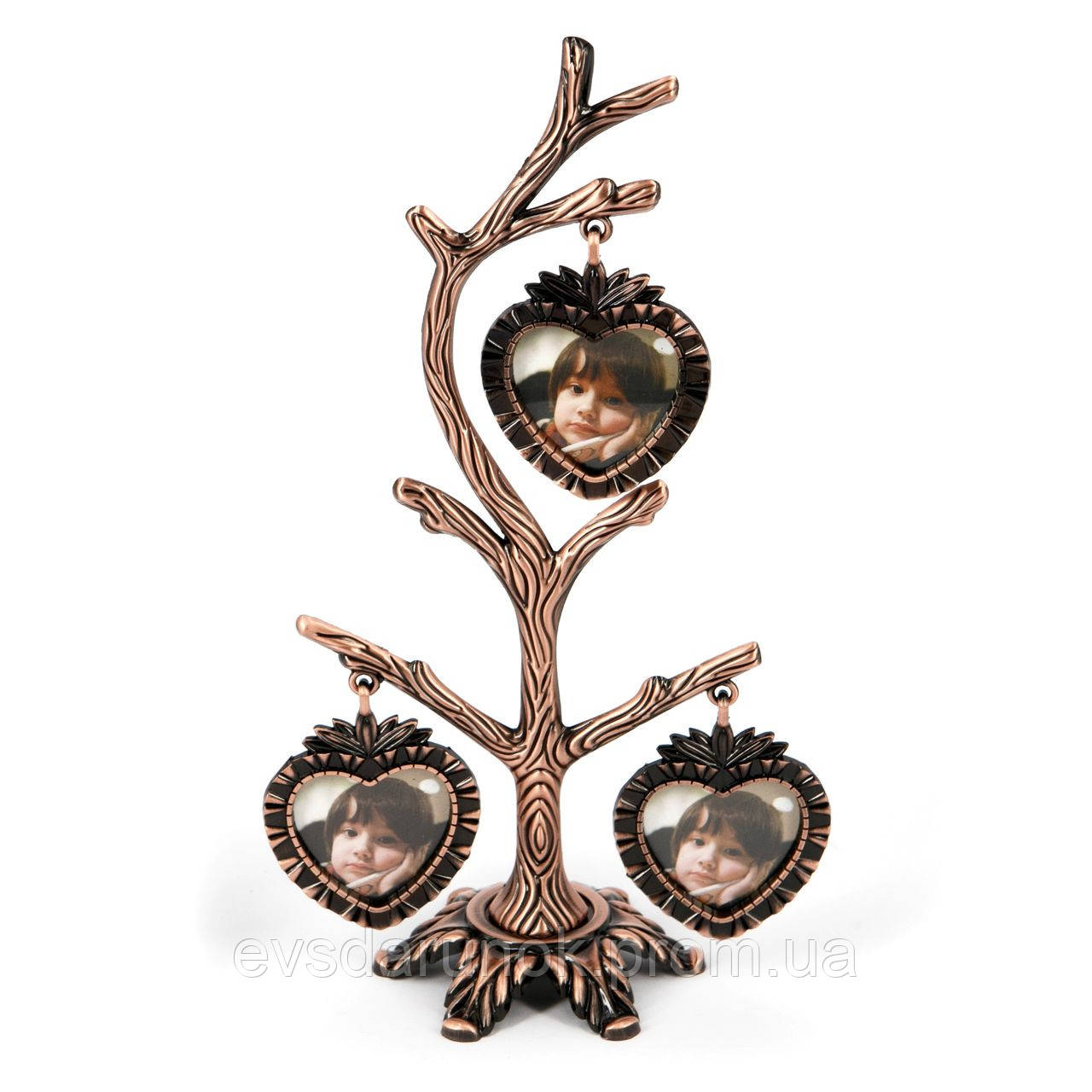 Фамильное дерево или рамка семейное дерево на 3 фото в виде сердечек YLSV027 - фото 1 - id-p62382679