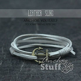 Браслет з якорем Anchorstuff - Leather Sling White