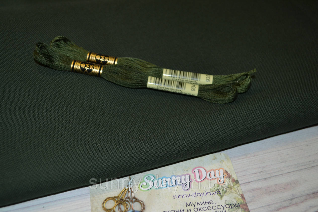 Домоткане полотно, колір - болотно-зелений, 50*70см, фото 1