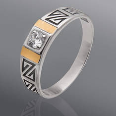 Перстінь чоловічий срібний із золотом