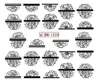 Слайдер водный для маникюра и дизайна ногтей BN-1220 цветы, на водной основе