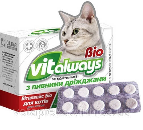 Виталвейс-біо №100 з пивними дріжджами для котів