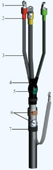 Муфта кабельна кінцева 3КВТН-10 70/120, 6/10 кВ внутрішнього встановлення з болтовими наконечниками