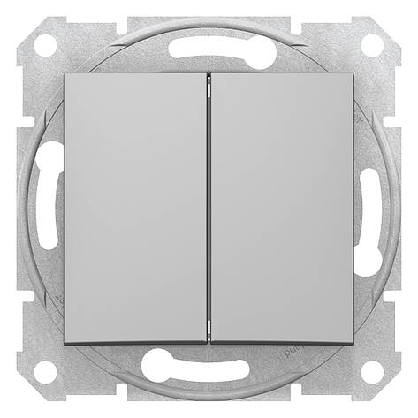 Вимикач двохклавішний алюміній Sedna Schneider Electric SDN0300160, фото 1