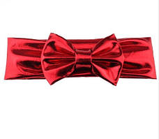 Блискуча червона дитяча пов'язка - окружність 38-44см, бант 10см