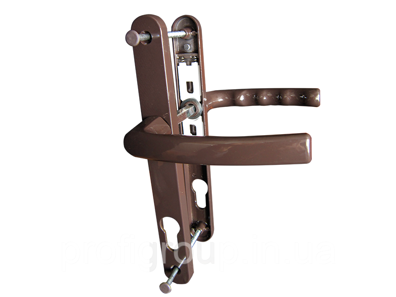 Натискний гарнітур VORNE 28/92/200 з пружиною коричневий для ПВХ дверей (дверна натискна ручка), фото 1