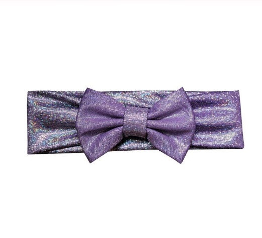 Блискуча бузкова дитяча пов'язка - окружність 38-44см, бант 10см, фото 1