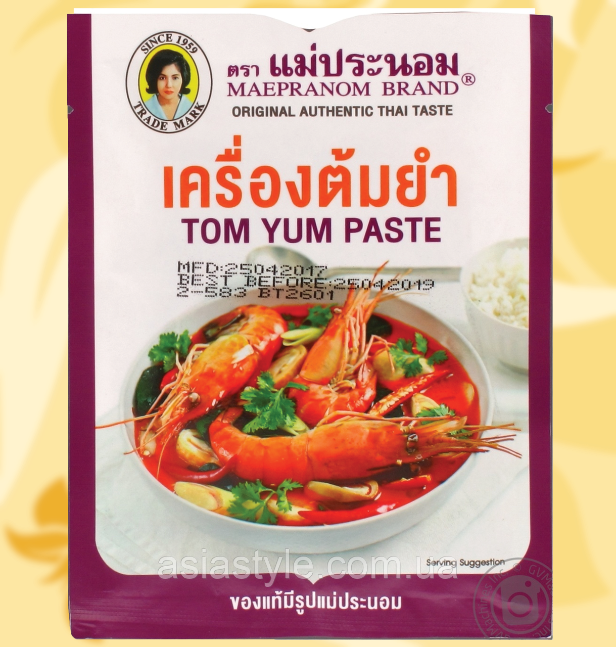 Паста Том Ям, Tom Yum Kung, Maepranom Brand, 50 г, 冬阴, ФоМе