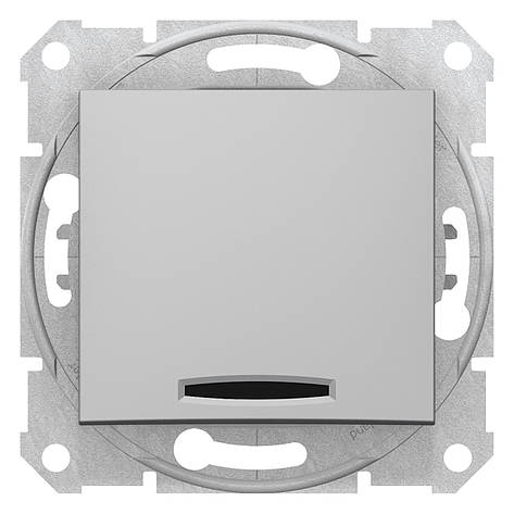 Вимикач одноклавішний з індикатором алюміній Sedna Schneider Electric SDN1400160, фото 1