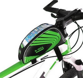 Сумка на раму велосипеда з відділом для смартфона ВС-300-3 Чорний з зеленим