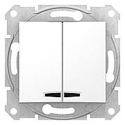 Вимикач двохклавішний з індикатором білий Sedna Schneider Electric SDN0300321