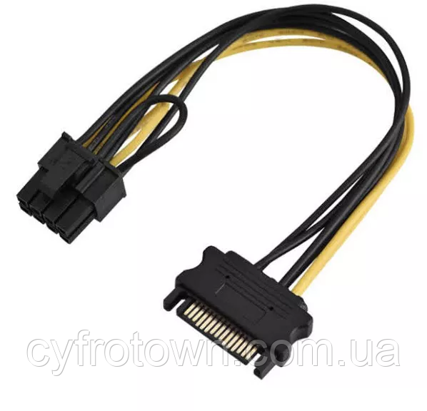 Перехідник живлення відеокарт Sata male на 6 pin 8 pin новий