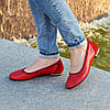 Балетки об'єднані з натуральної шкіри та замші на низькому ходу, колір червоний, фото 4