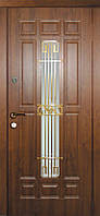 Двері вхідні металеві Модель "Асторія" (дуб бронза, скло, кування)