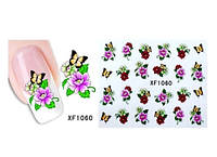 Наклейки для ногтей "Цветочки с бабочками"