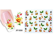 Наклейки для нігтів "Квіточки з метеликами" XF1056