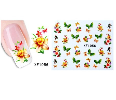 Наклейки для ногтей "Цветочки с бабочками" XF1056 - фото 1 - id-p979093375