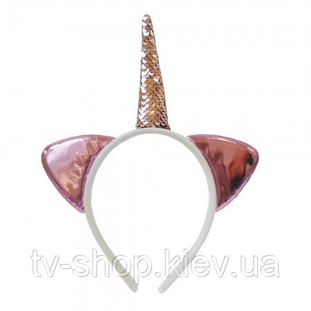 Вушка на обручі Єдиноріг рожевий, фото 1