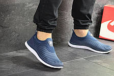 Чоловічі кросівки літні Nike Free Run 3.0 сітка,сині з білим, фото 2