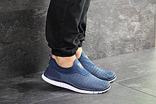 Чоловічі кросівки літні Nike Free Run 3.0 сітка,сині з білим, фото 3